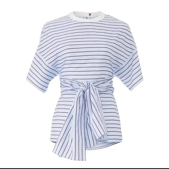 Rosetta Getty Blue Striped Cape Back Top Rent The Runway Retired Size - Picture 3 of 10